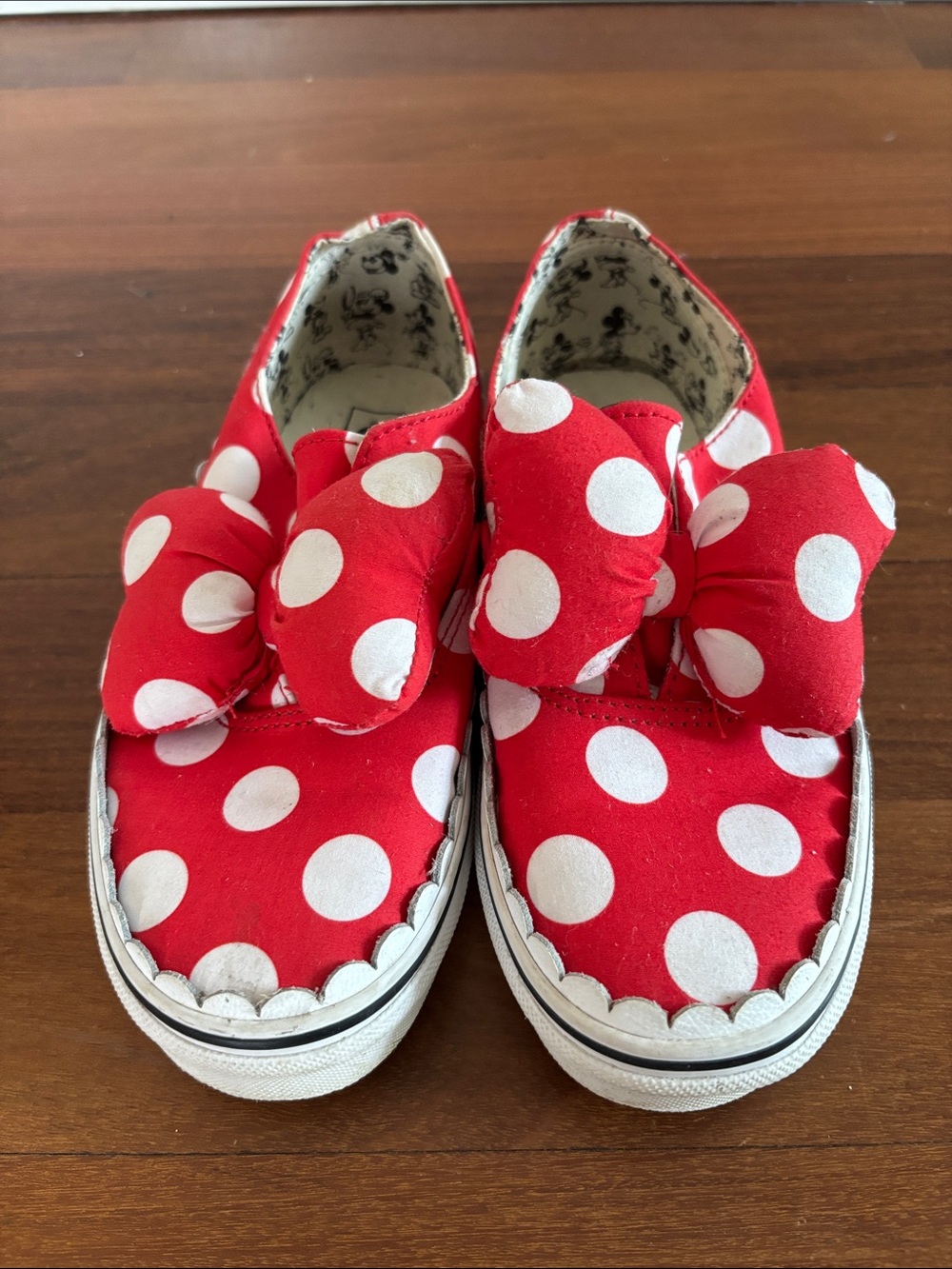 Vans Kids Red and White Polka Dot Bow Slip-On Sneakers